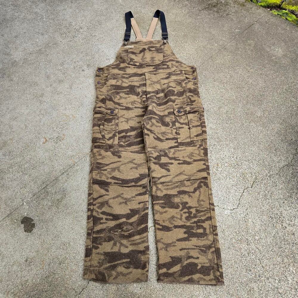 Vtg COLUMBIA SPORTSWEAR Gallatin Range Camo Outdoors Hunting Wool Overalls XXL